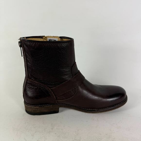 Frye Tyler Engineer Boots Women's 6.5 Brown Leather Zip Ankle Strap Booties - Picture 3 of 10